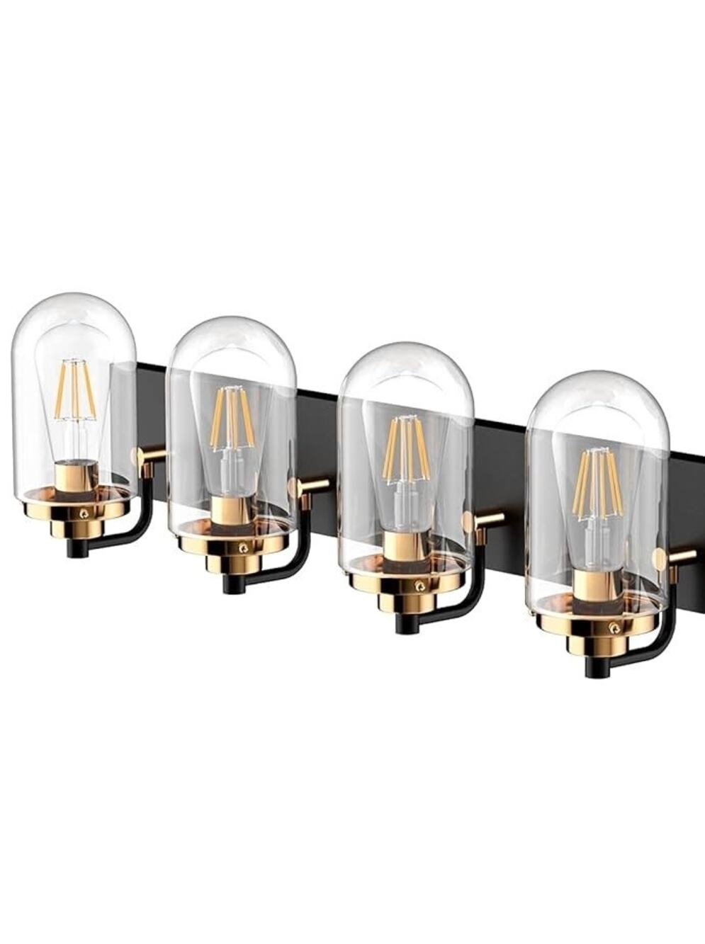 Black Gold Bathroom Vanity Light 4 Lights